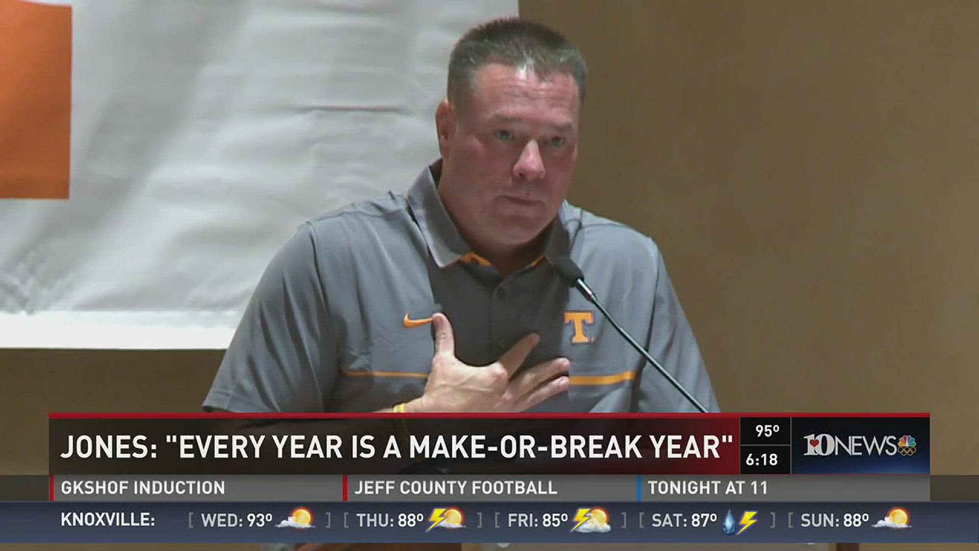 Butch Jones spoke to the Rotary Clubs of Knoxville on Tuesday.