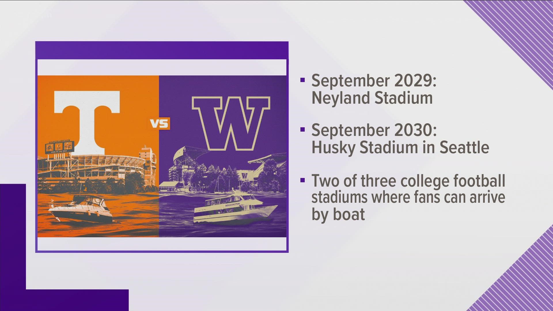 Neyland and Husky stadium are two of only three on-campus college football stadiums where fans can arrive by boat.