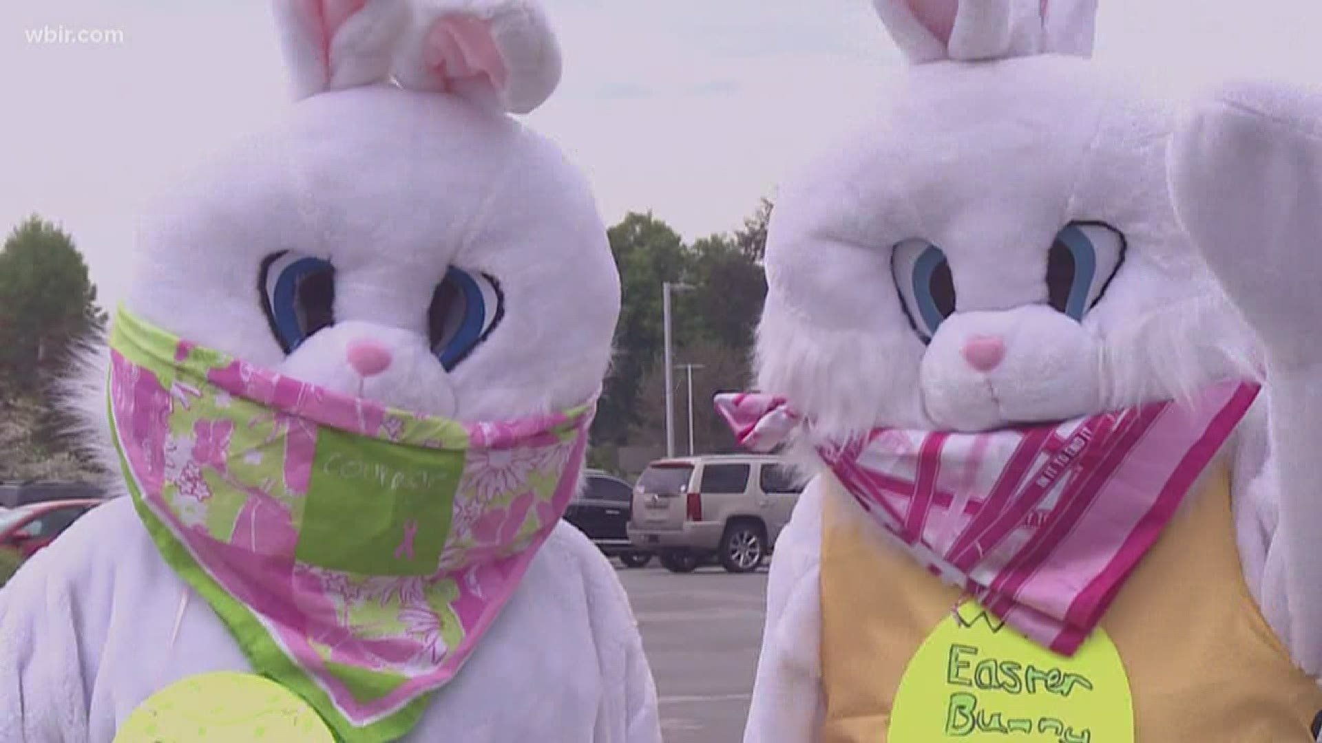 Slim Stilts took his wife and some friends to Blount Memorial Hospital where they provided some Easter-themed inspiration to healthcare workers and patients.