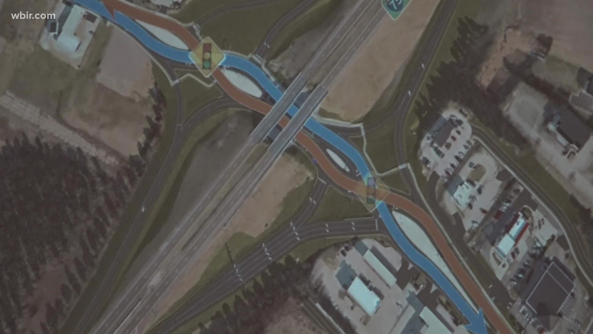 Officials said that the project is to build a "diverging diamond interchange," changing from the traditional interchange there now.