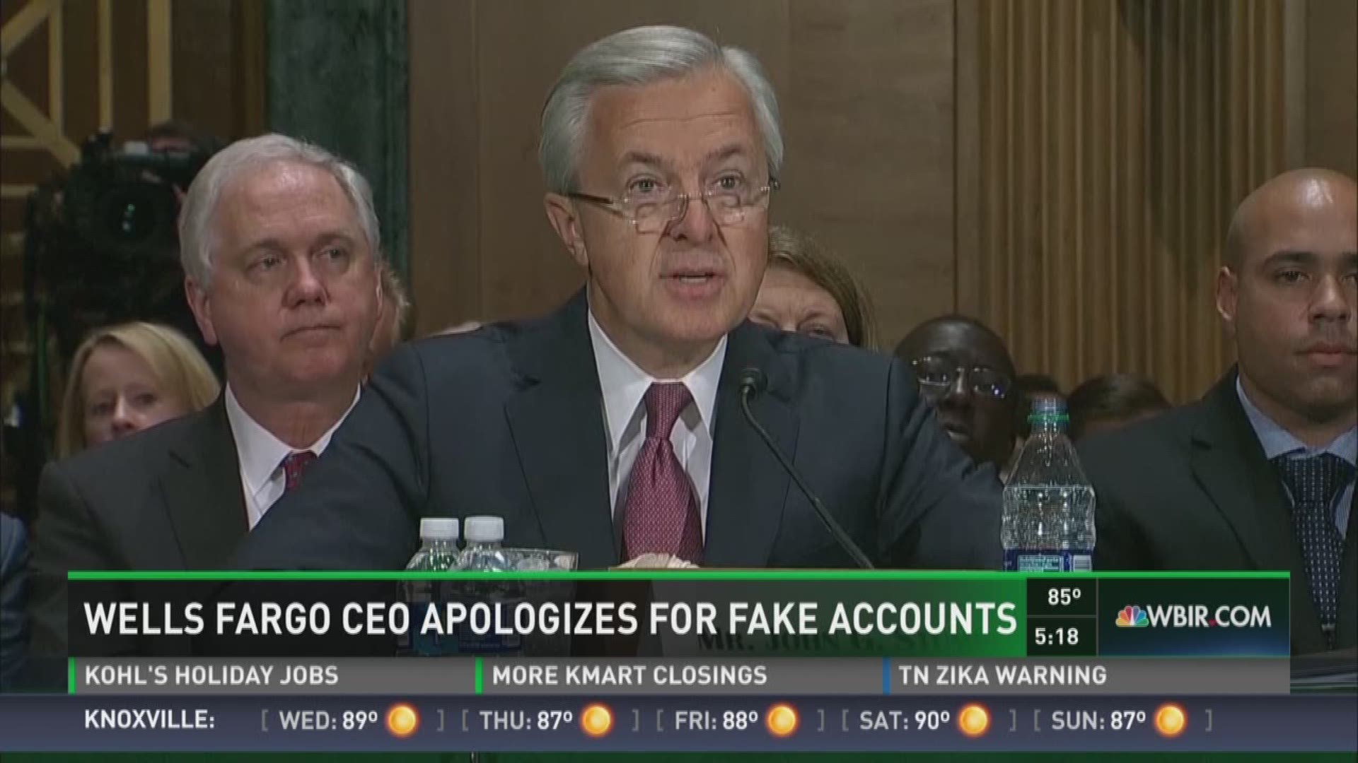 The CEO of Wells Fargo apologizes for the bank's opening of millions of secret accounts without permission from customers.