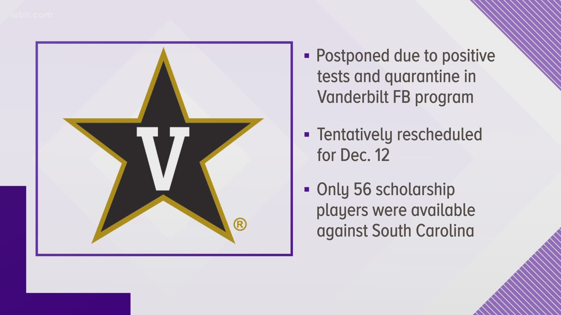 The game has been tentatively rescheduled to December 12.
