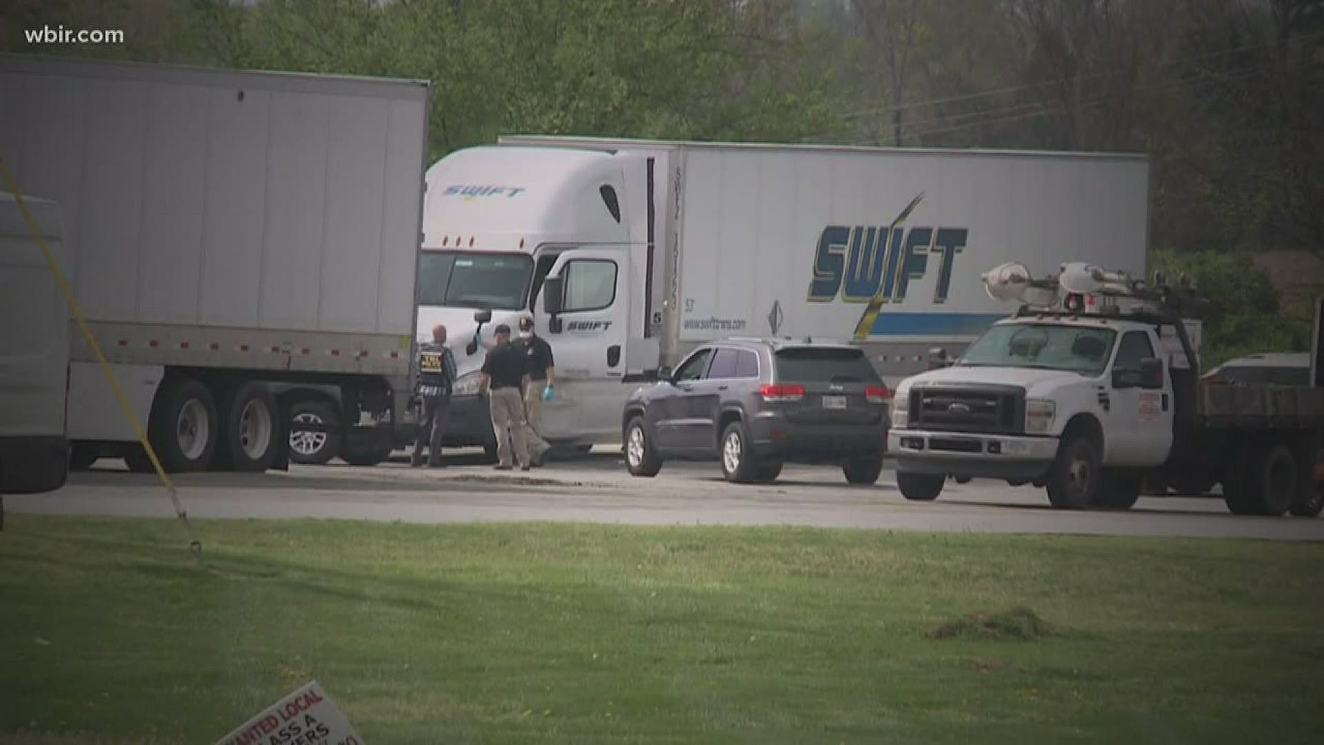 As forensic investigators pieced through the gas station crime scene Tuesday, TBI agents gathered around one eighteen-wheeler truck.