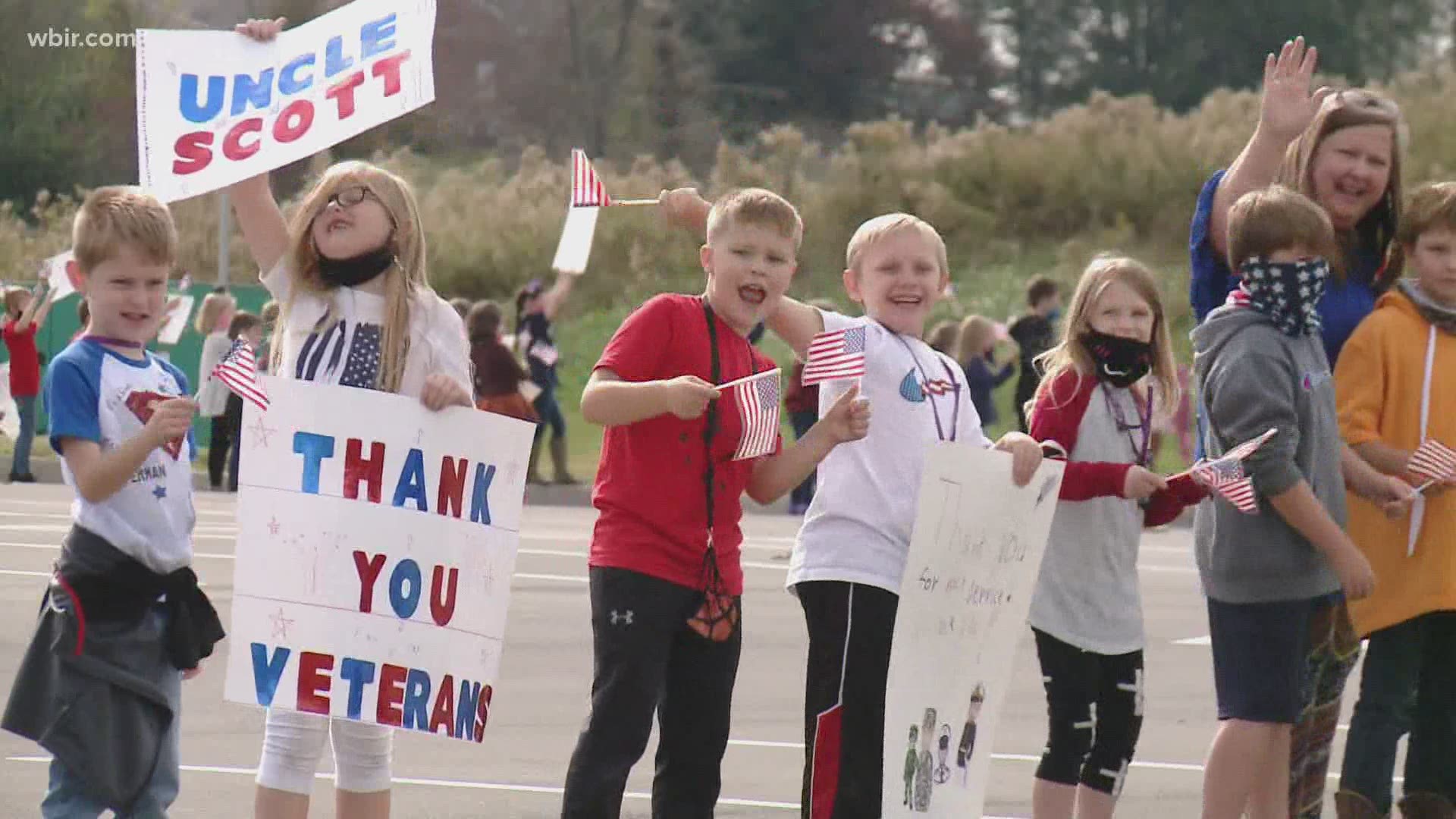 A school in Oliver Springs honored East Tennessee veterans Thursday with a special drive-by parade.