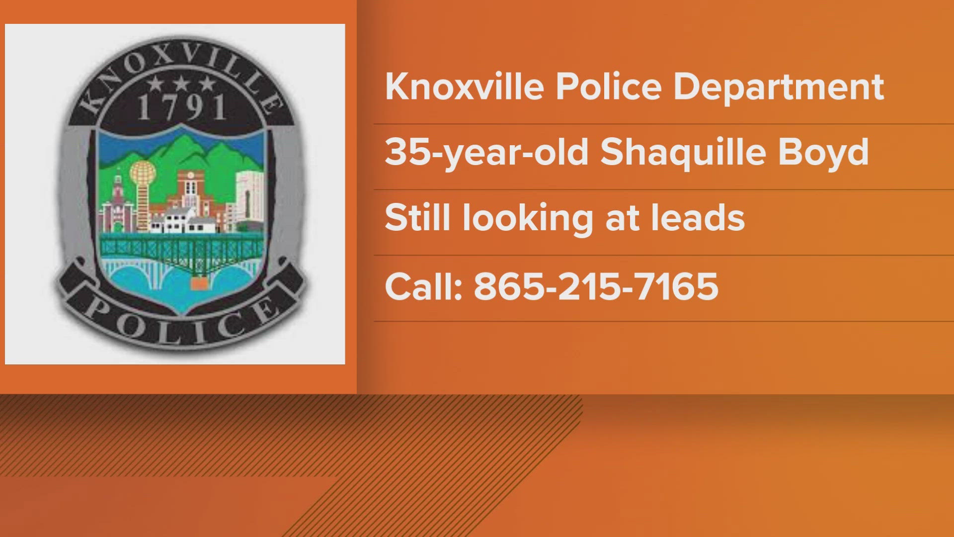 Knoxville Police said 35-year-old Shaquille Boyd was found shot in the area of Harrison Street and Magnolia Avenue Friday morning.