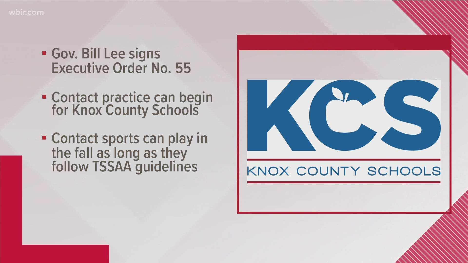 Gov. Bill Lee signs Executive Order No. 55, allowing contact sports to practice and compete this fall.