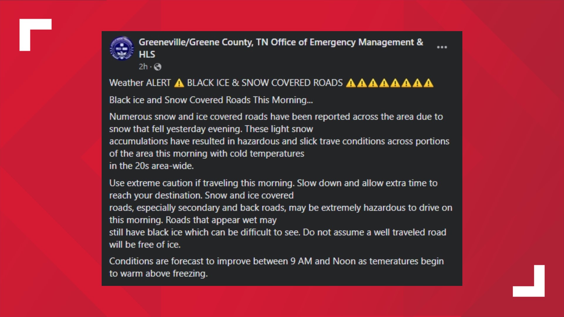 Crews: Beware of black ice overnight on East Tennessee roads | wbir.com
