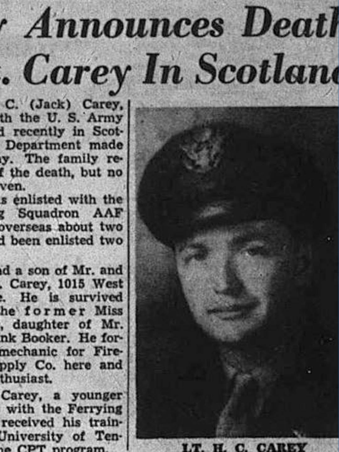 Service & Sacrifice Knoxville Pilot, Herman C. 'Jack' Carey, Honored