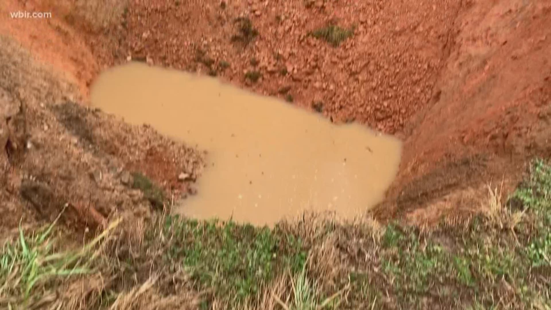 The sinkhole, which is about 25 feet deep and 40 feet across, it's located near the spring where Maynardville gets its water. Because the sinkhole muddied up the spring, they haven't been able to treat the water.