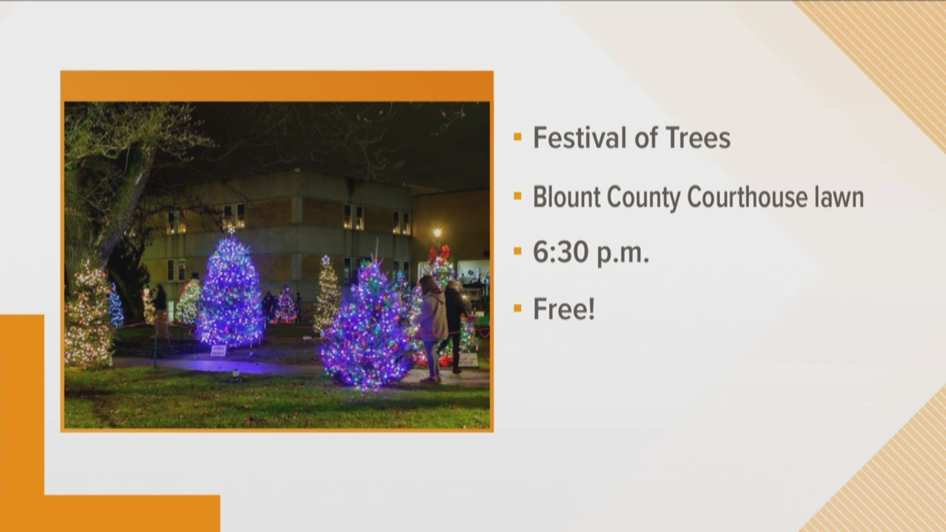 The event will display Christmas trees of several colors and sizes on the Blount County Courthouse lawn.