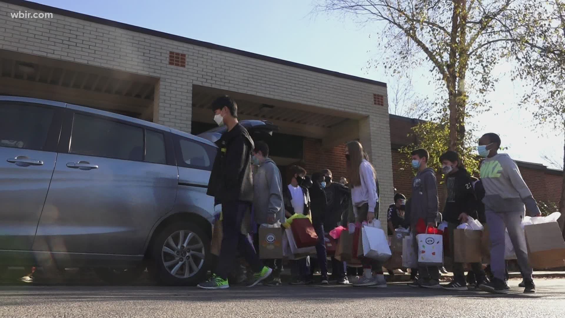 7th graders at Sacred Heart Cathedral School are warming more than hearts with their blessing bags for the McNabb Center.