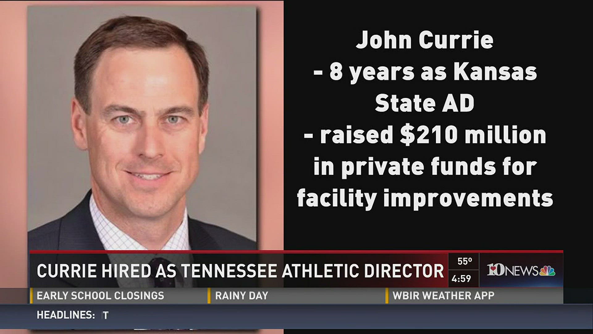 Currie served in UT's athletic department from 1997-2009 before leaving to head up the department at Kansas State.