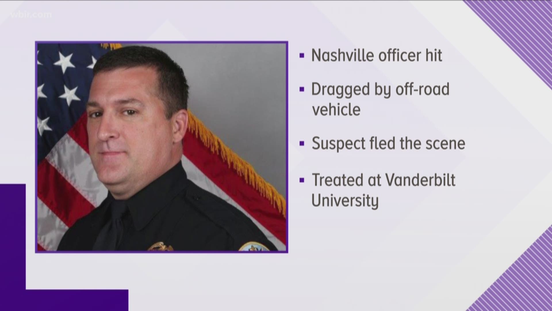 A police officer in Nashville is recovering after being hit by a group of off road vehicles yesterday afternoon.