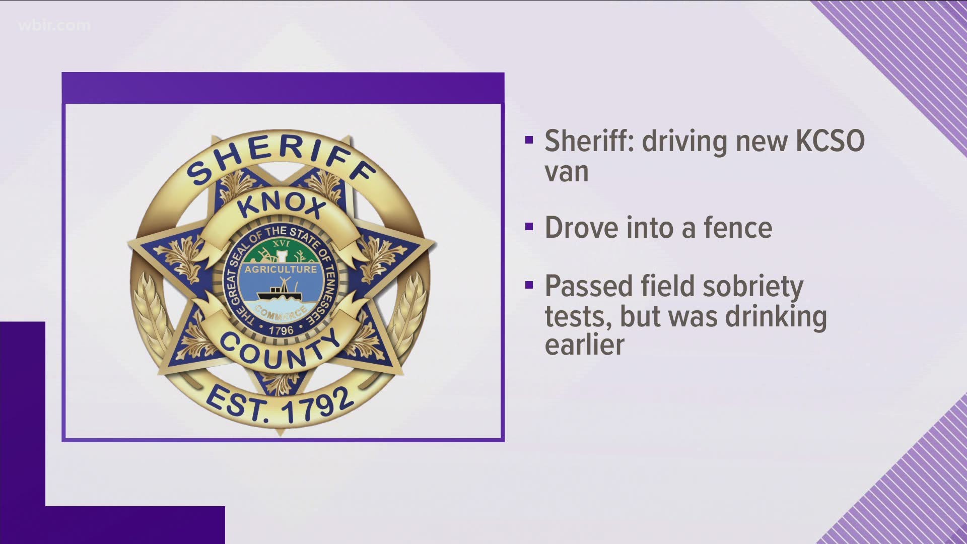 A KCSO correctional officer has been fired after crashing an inmate transport van into a fence.