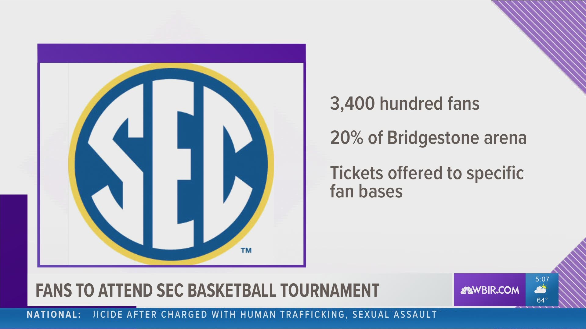 Fans will be able to attend the SEC man's basketball tournament in Nashville next month.