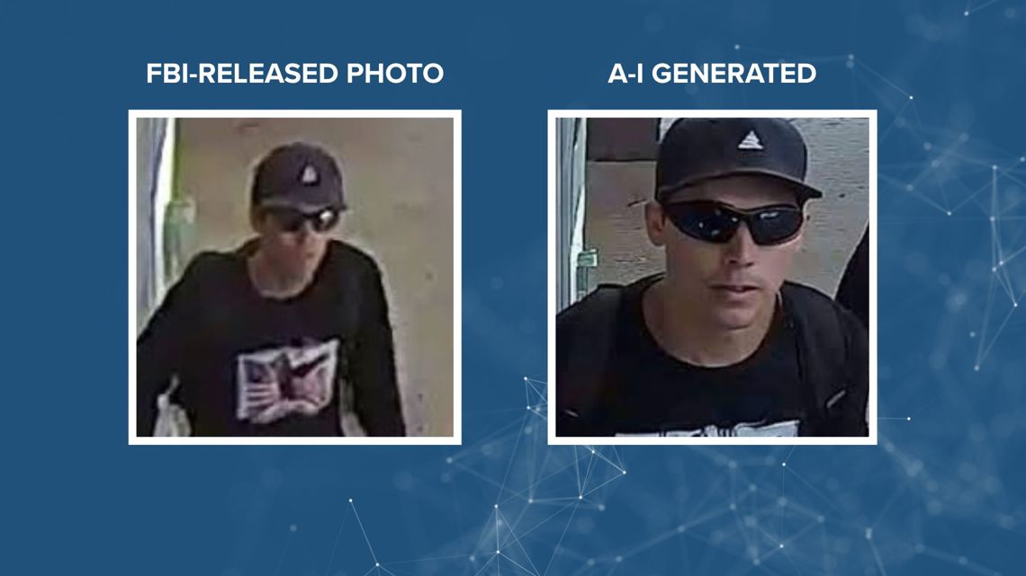 A fake high-resolution photo of a suspect generated by AI that circulated on social media
