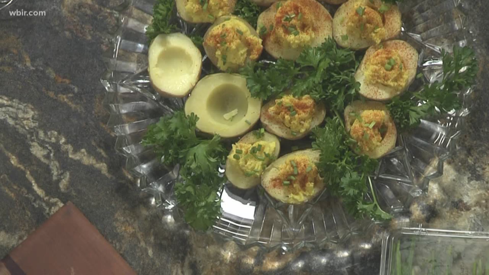 Health coach Camille Watson joins us in the kitchen to make a simple recipe that can also satisfy many of the different dietary restrictions you might see at a holiday party - deviled potatoes.