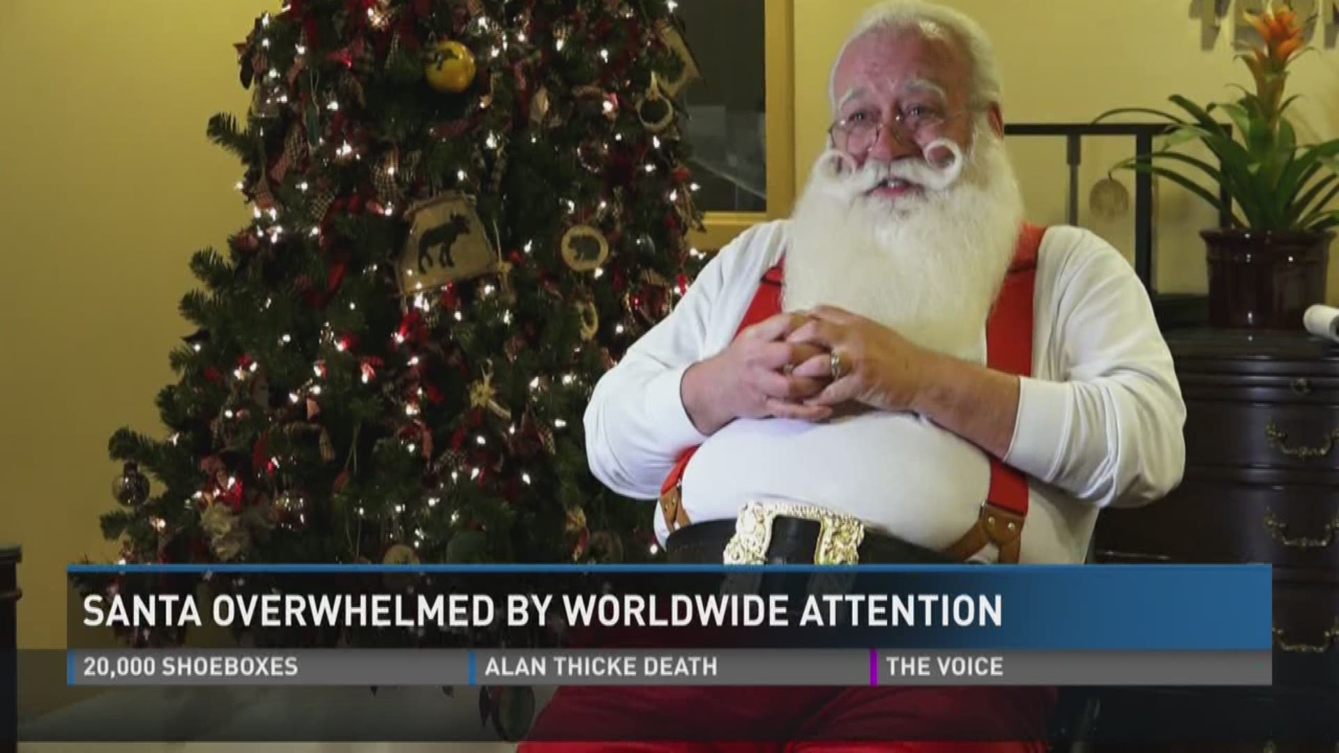 Dec. 14, 2016: An East Tennessee Santa says he has been overwhelmed by the response to his story of granting a dying child's last wish.