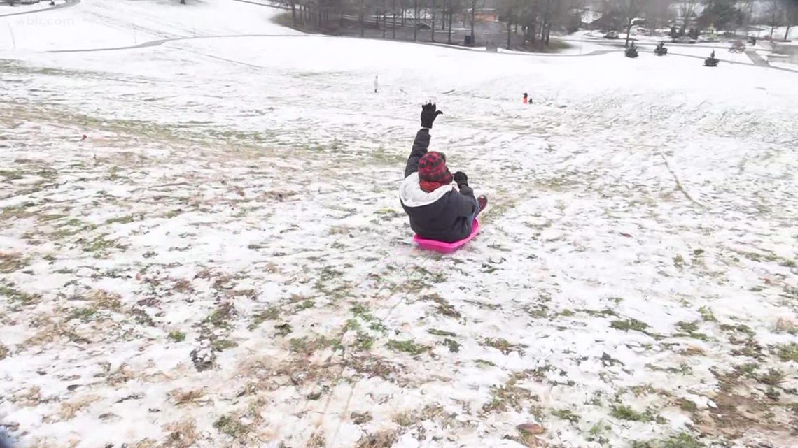 10News Shannon Smith embraces snow day with sled ride