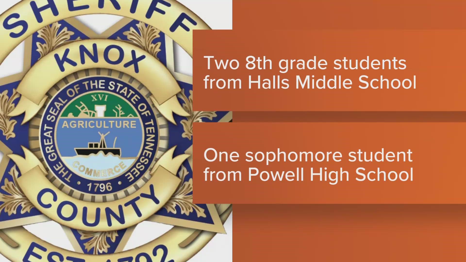 The Knox County Sheriff's Office said there was a threat to Halls Middle School and a separate threat at Powell High School.
