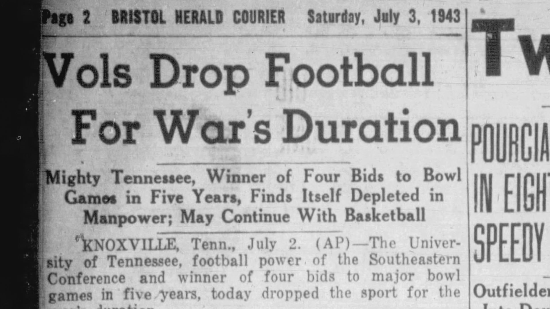 The last time the Vols canceled a football season was 1943, despite several last-ditch attempts by the SEC to field a schedule.