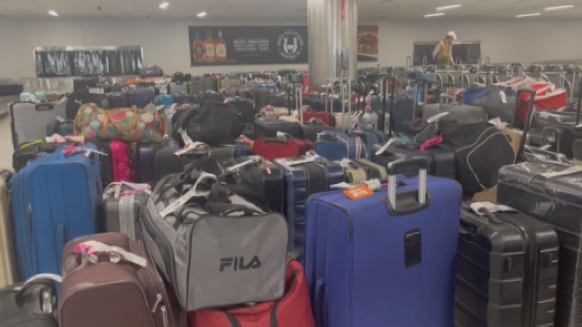 On Tuesday, more than 100 flights had been canceled at Nashville International Airport. Days of cancelations have caused an overflow of unclaimed luggage.