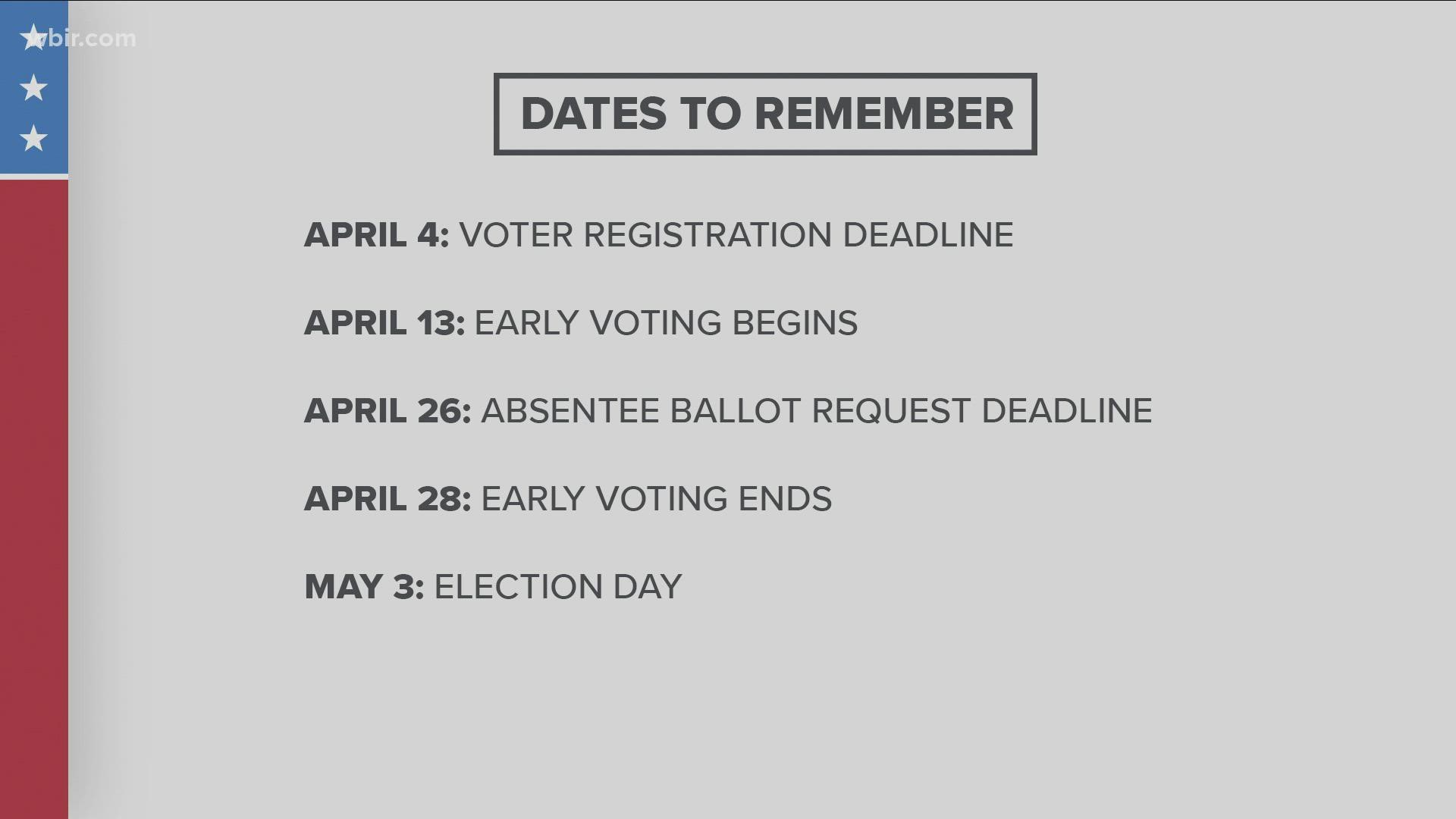 The last day to register to vote is this upcoming Monday, April 4.