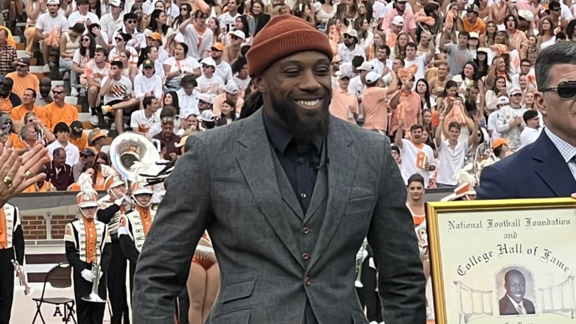 Former Tennessee safety Eric Berry was honored during halftime of the Texas A&M game ahead of his induction into the College Football Hall of Fame.