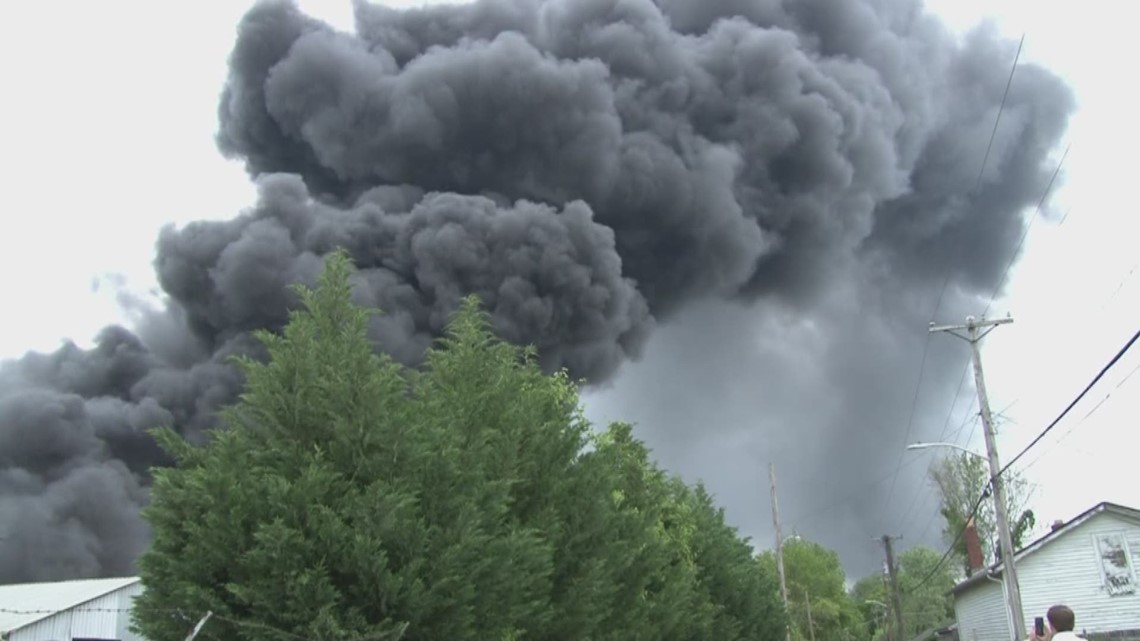 Crews battle massive recycling plant fire