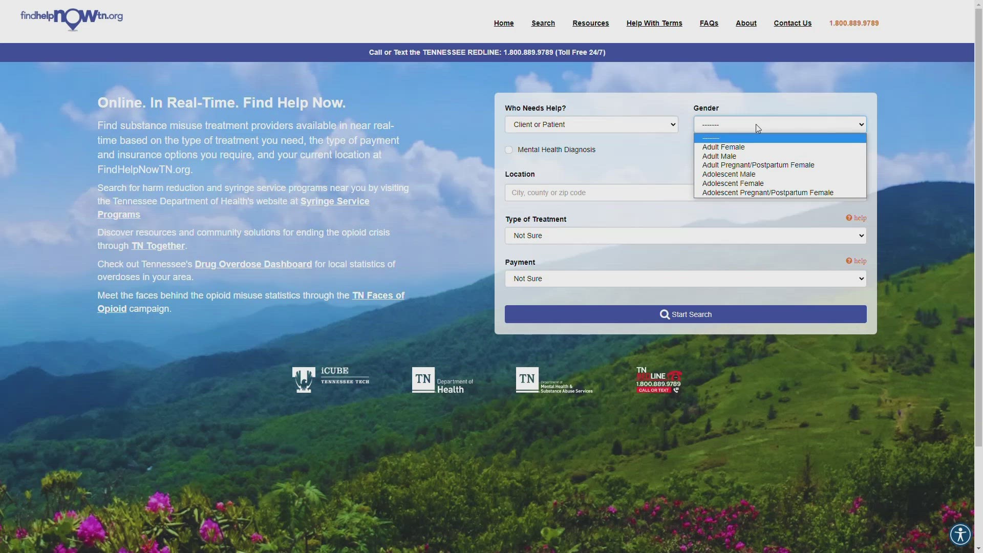 The Tennessee Department of Health helped develop the website, which guides people to location-based services available at substance-use treatment facilities.