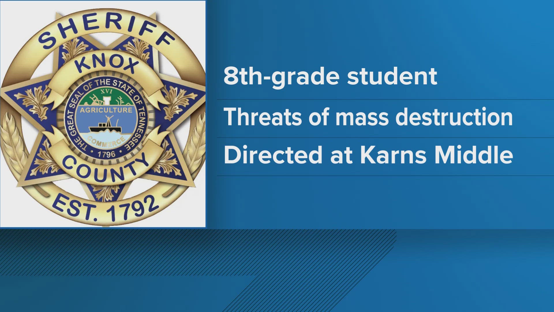 According to the Knox County Sheriff's Office, the student is from Gresham Middle School.