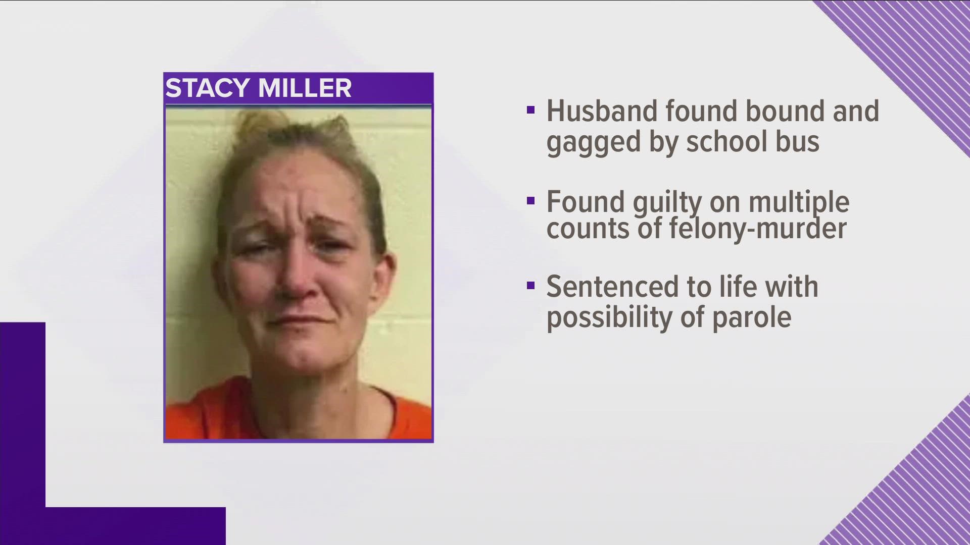 The murder happened in Meigs County. Stacy Miller's husband's body was found bound and gagged along the side of the road.