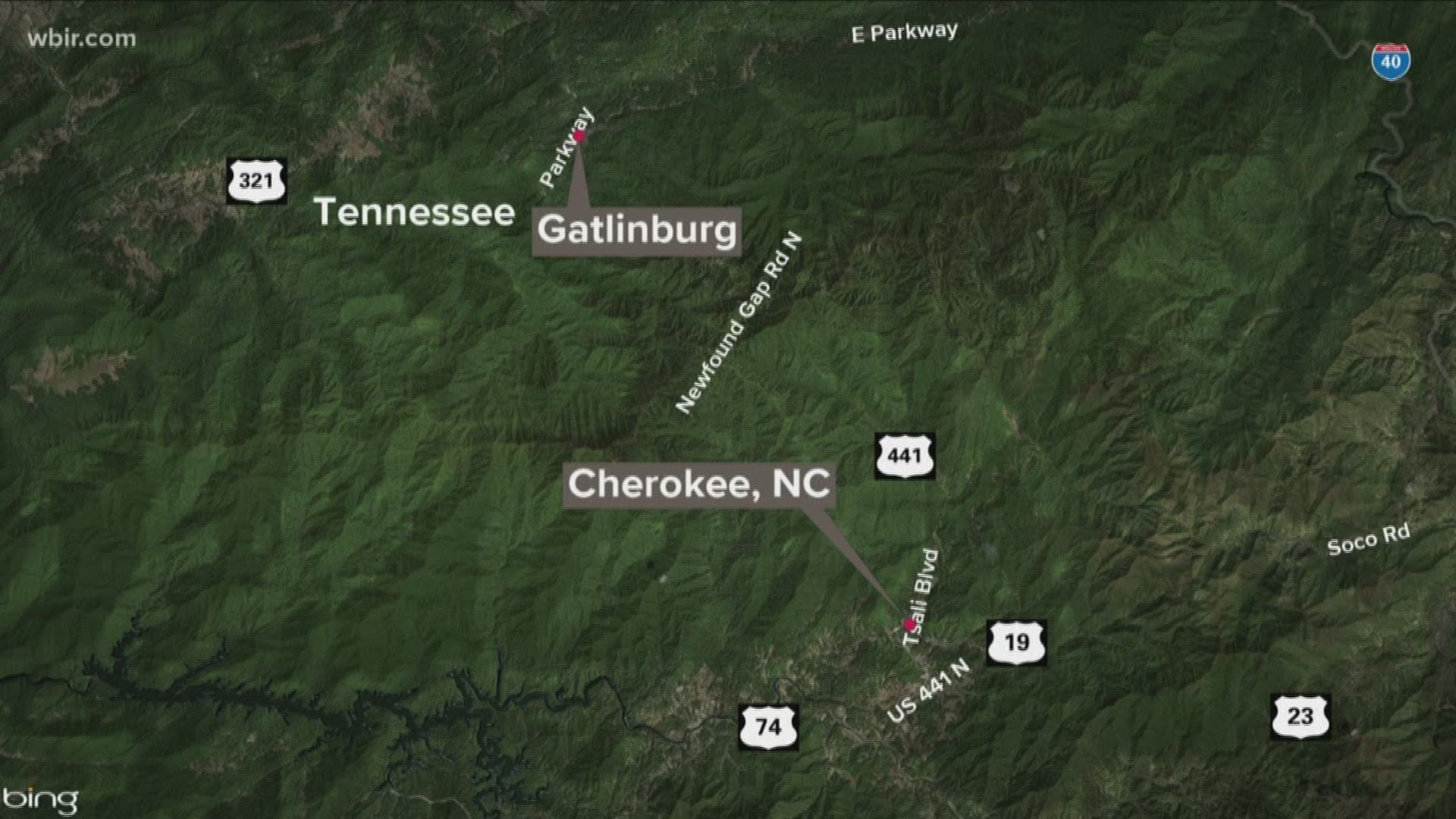 Great Smoky Mountains National Park said the closure was between Gatlinburg and Cherokee, North Carolina.