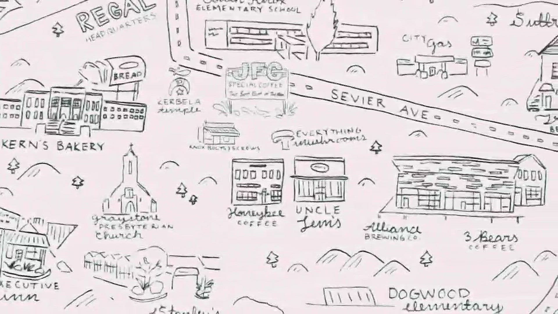 Artist makes map to navigate the city of Knoxville.