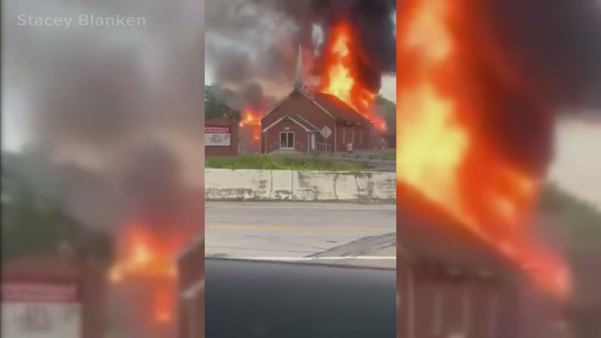 Claiborne County dispatch said the church was "completely engulfed" but no injuries have been reported as of Saturday evening.