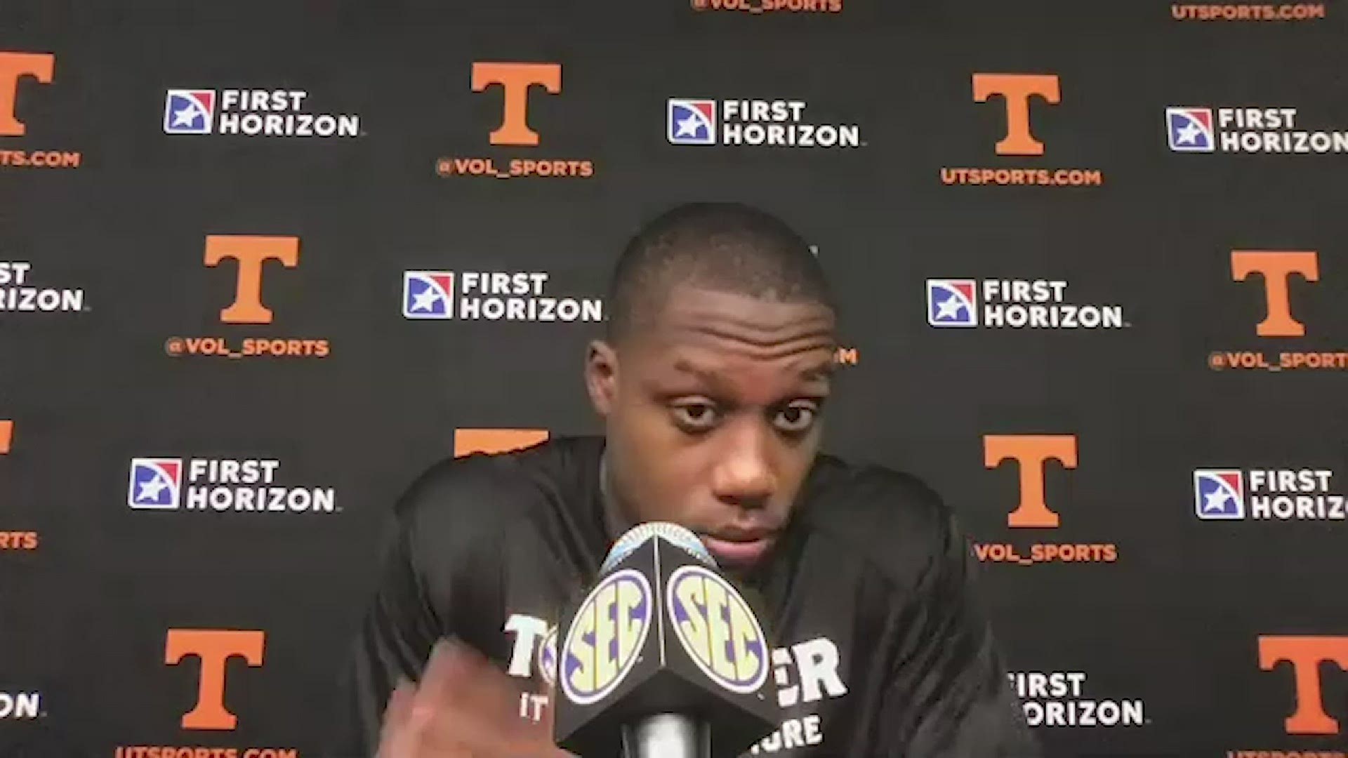 Wide receiver Josh Palmer speaks with the media after Tennessee's 31-27 win against South Carolina.