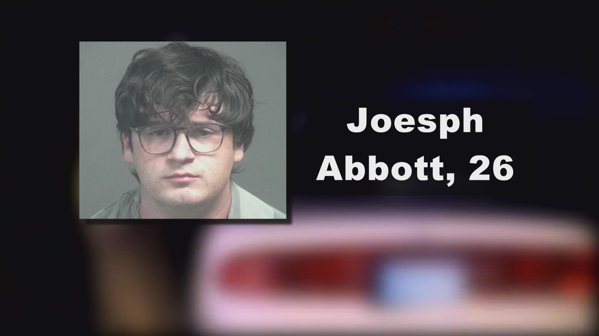 The Blount County Sheriff's Office said Tuesday that Joseph Kade Abbott, 26, was arrested in North Carolina and taken to the Blount County Detention Facility.