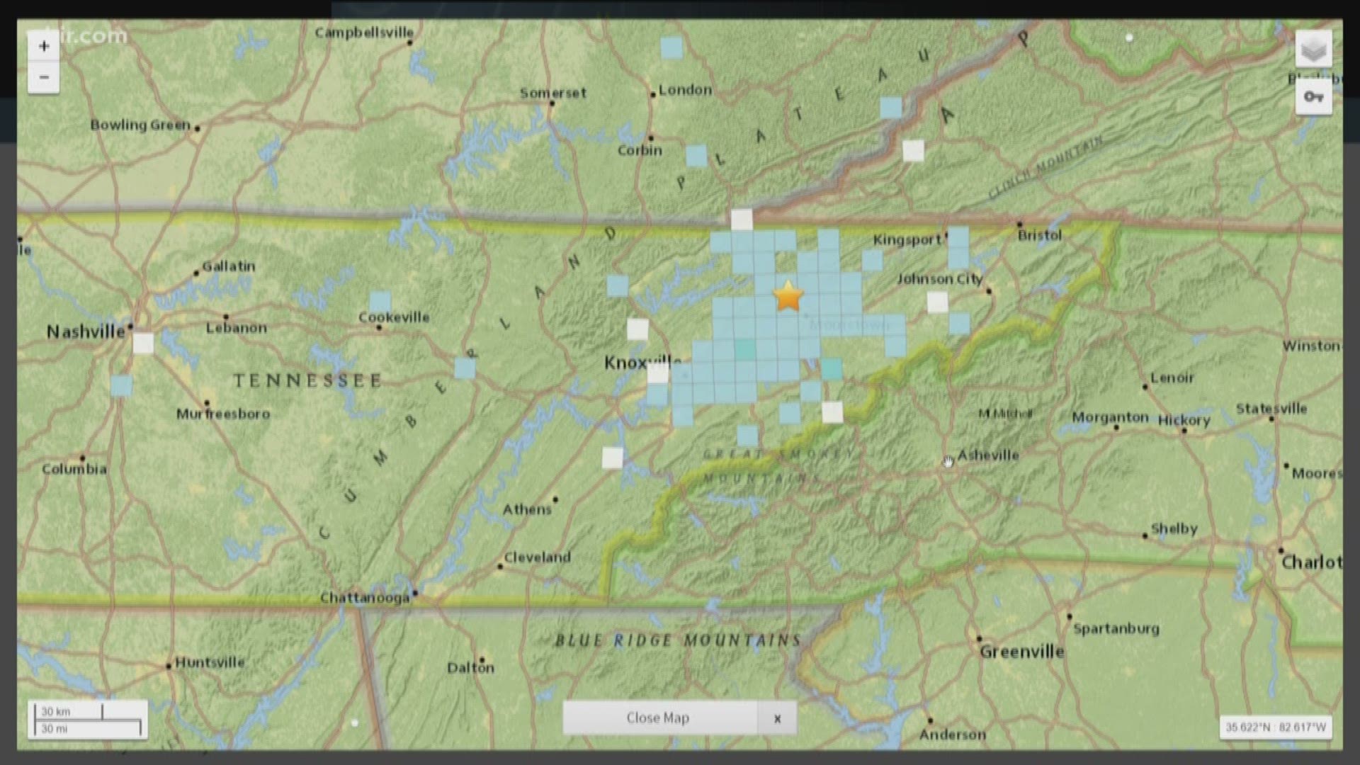 East Tennessee is in active seismic zone, and small earthquakes, usually a magnitude 3 or below, are not uncommon. Many of them are so small that people do not feel them.