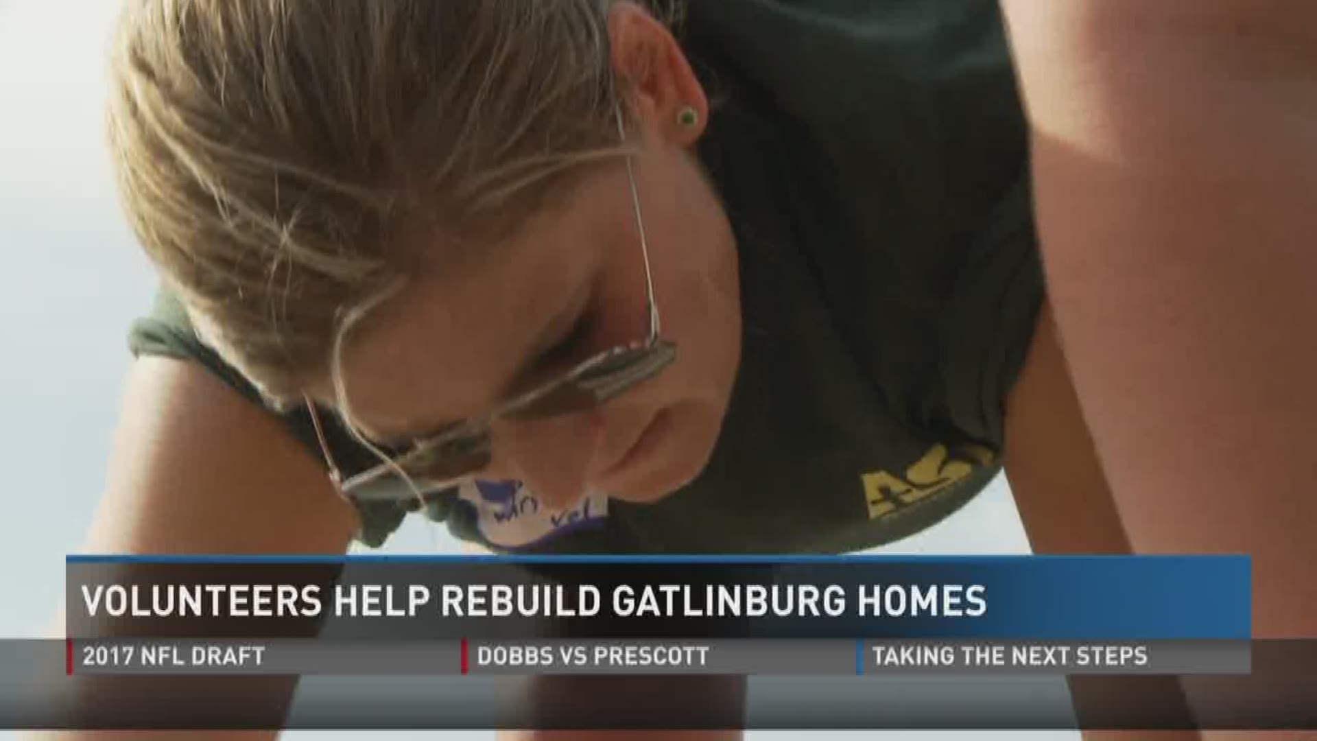 A group of volunteers helped build wall structures to be used in the rebuilding of Gatlinburg homes lost to November's wildfires.