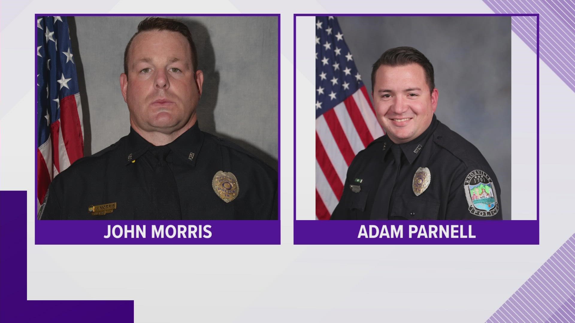 Officer Adam Parnell was arrested by the Jefferson City Police Department, and Officer John Morris was arrested by the Pigeon Forge Police Department.