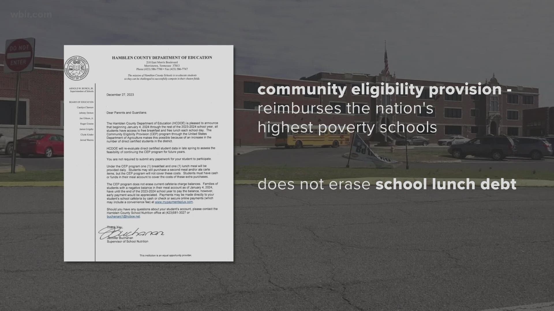 A letter, sent to parents and posted online by a school board member said Hamblen County Schools qualifies for a federal program to get meals reimbursed.