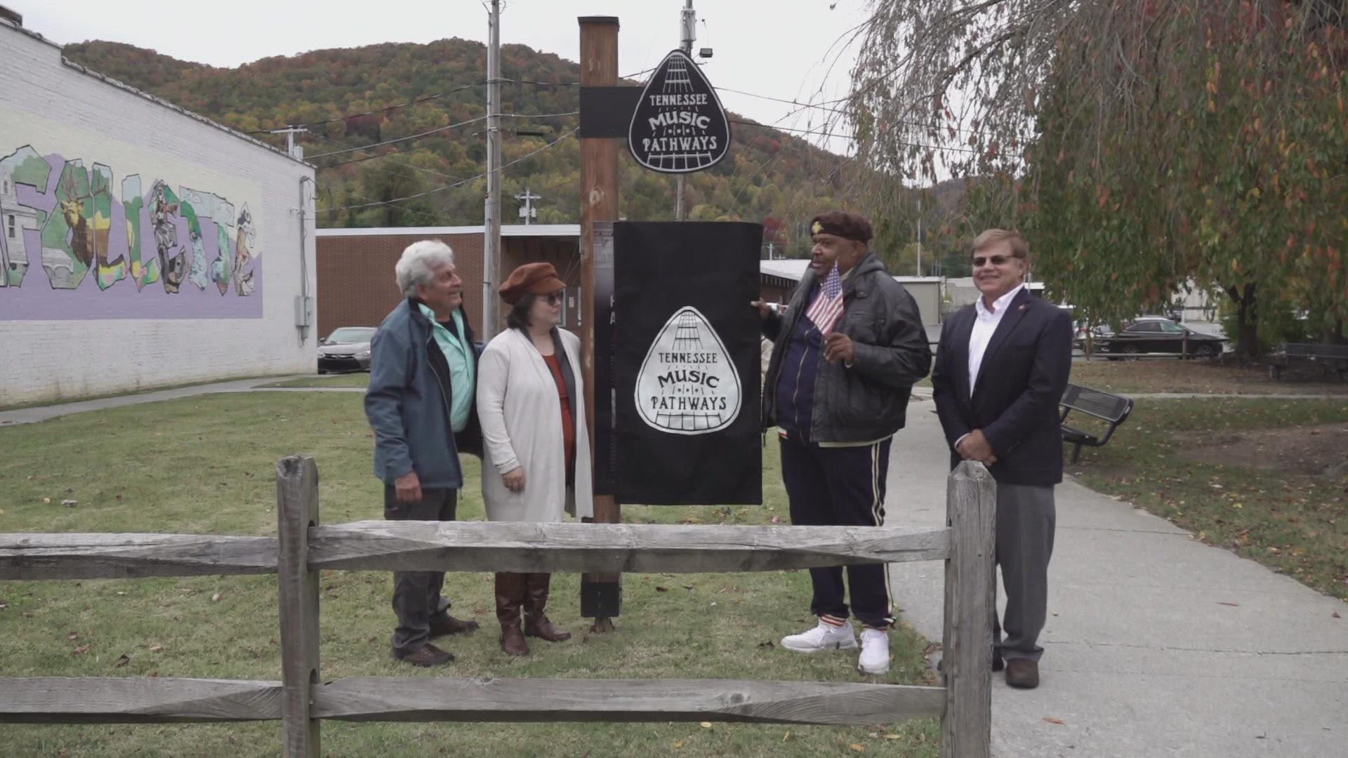 Officials unveiled the marker for Howard "Louie Bluie" Armstrong on Tuesday in LaFollette.