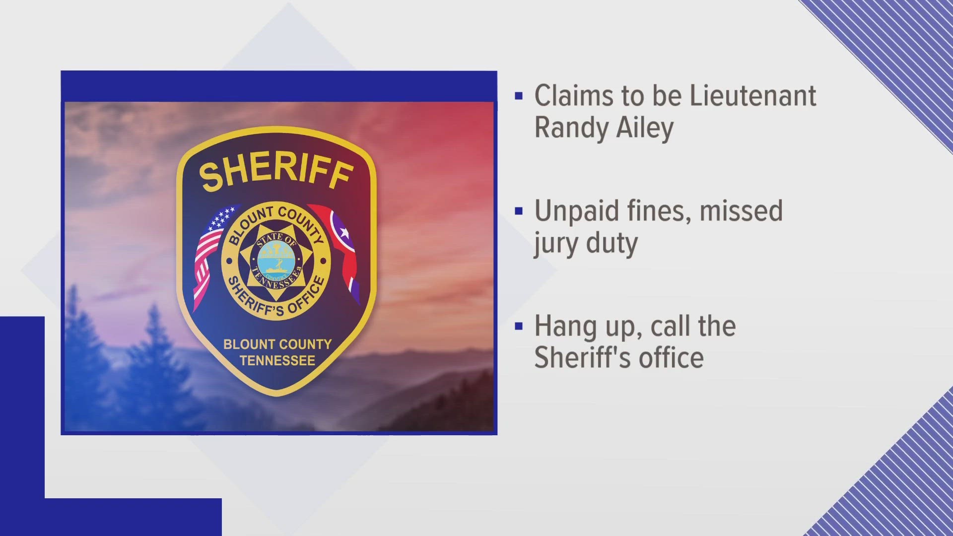 Blount Co. Sheriff's Office warns about scam that cost a victim $1,000