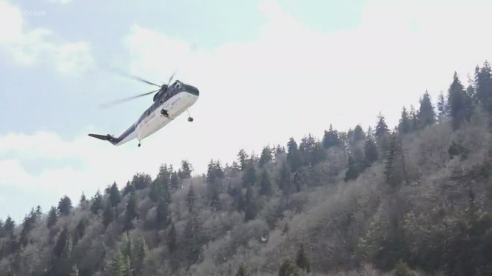 March 13, 2018: Helicopters are ferrying supplies to LeConte Lodge in the Great Smoky Mountains National Park so the lodge caretakers can stock up for the 2018 season.