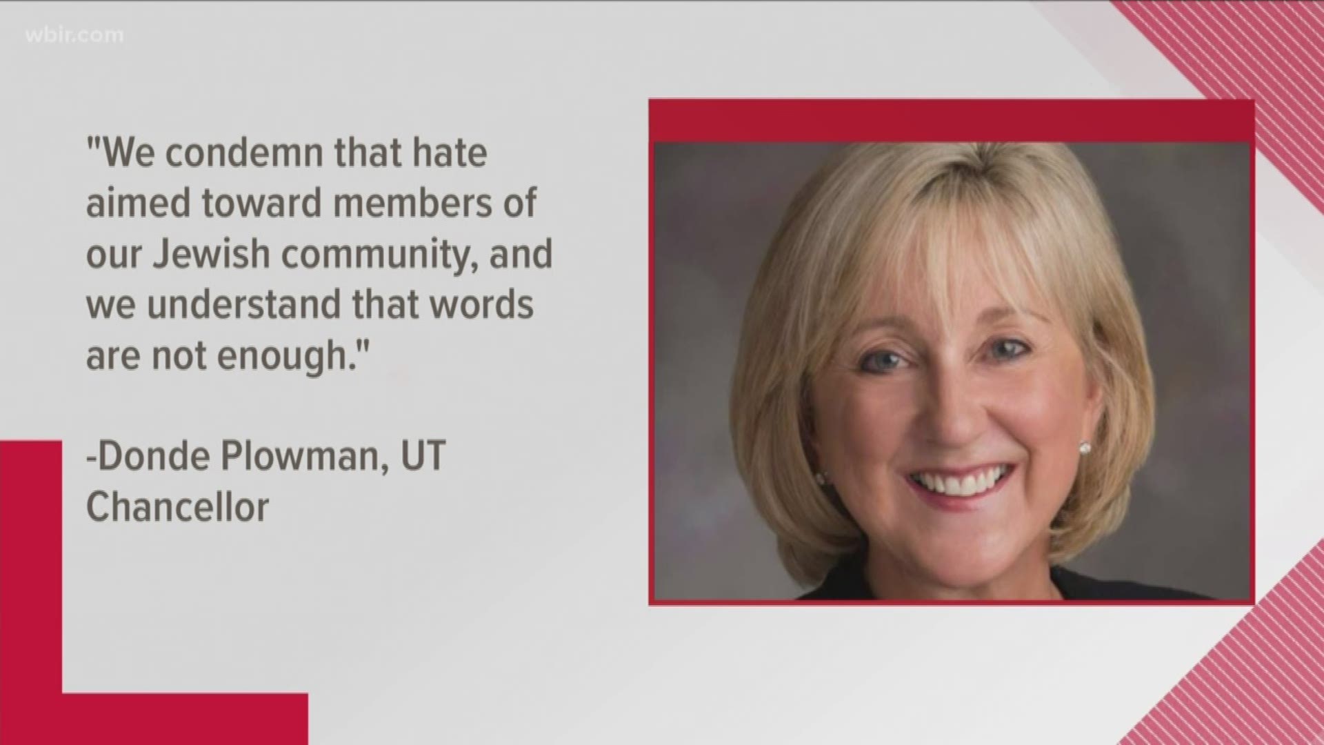 "We condemn that hate aimed toward members of our Jewish community, and we understand that words are not enough," UT's Office of the Chancellor said in a statement.