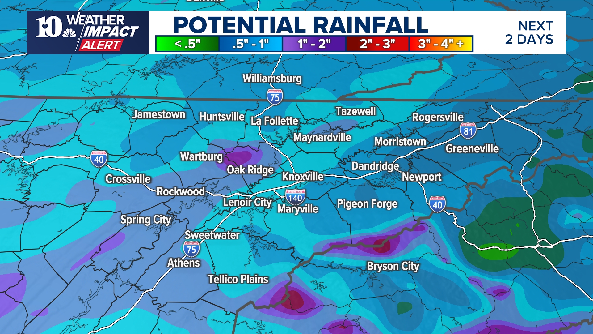 WEATHER IMPACT ALERT FOR SUNDAY NIGHT THROUGH MONDAY | wbir.com