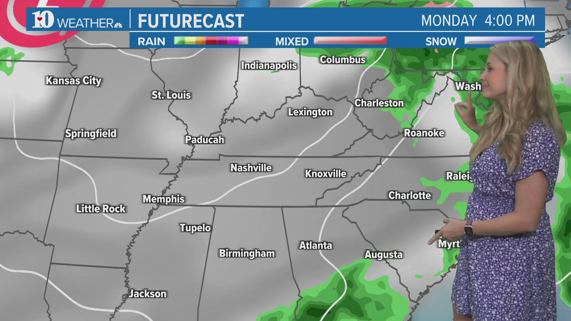 Rain showers return Monday and Tuesday.