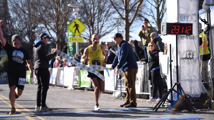 Ethan Coffey wins the 2022 Covenant Health Knoxville Marathon for the second year in a row, first male to win three times