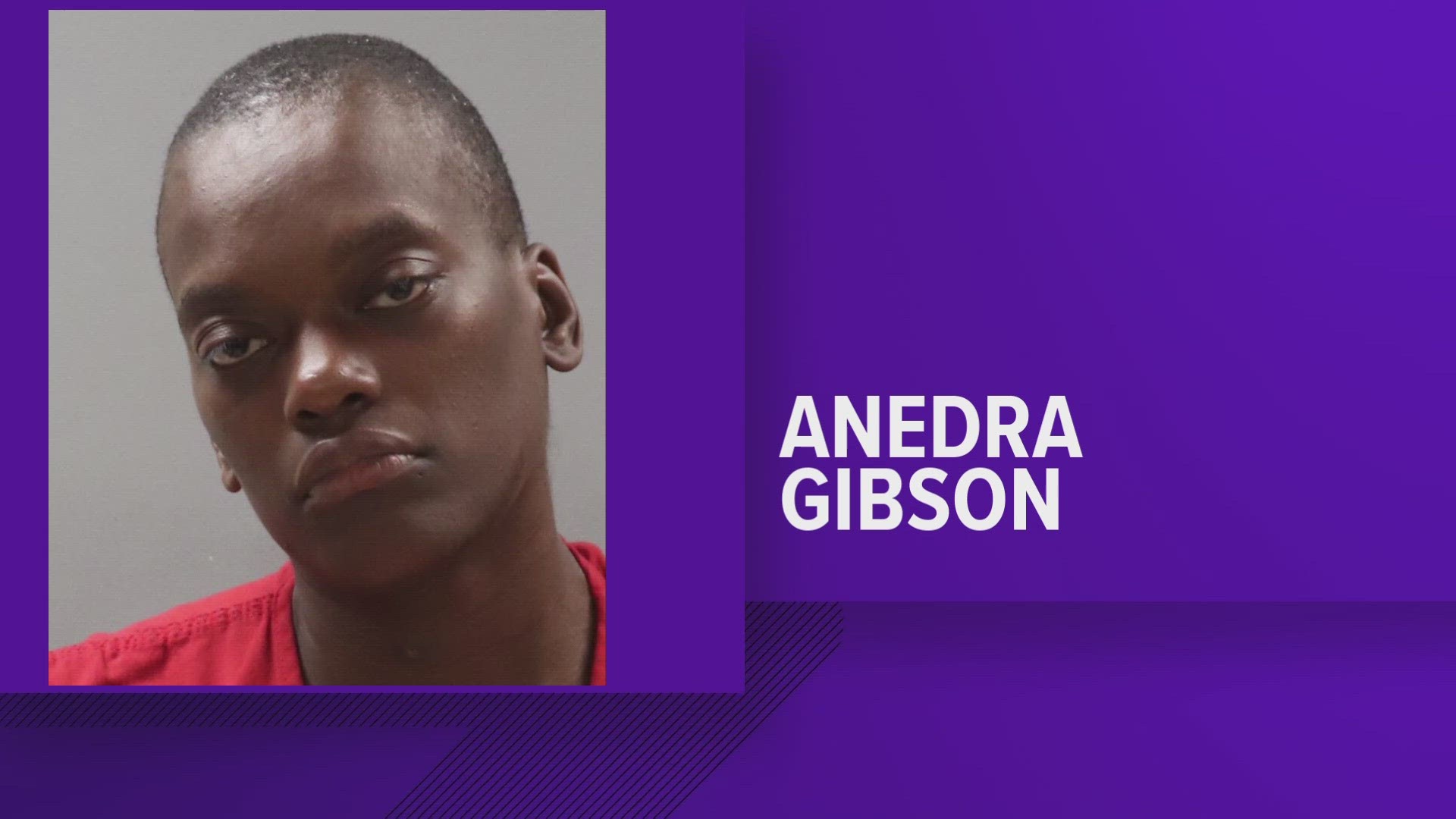 After 36-year-old Anedra Gibson wrecked the stolen car, she broke into an apartment and changed clothing, according to officials.