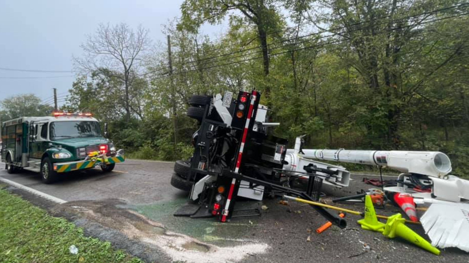Knox County Rescue said one person is in the hospital after a utility truck crashed on Millertown Pike Tuesday afternoon.